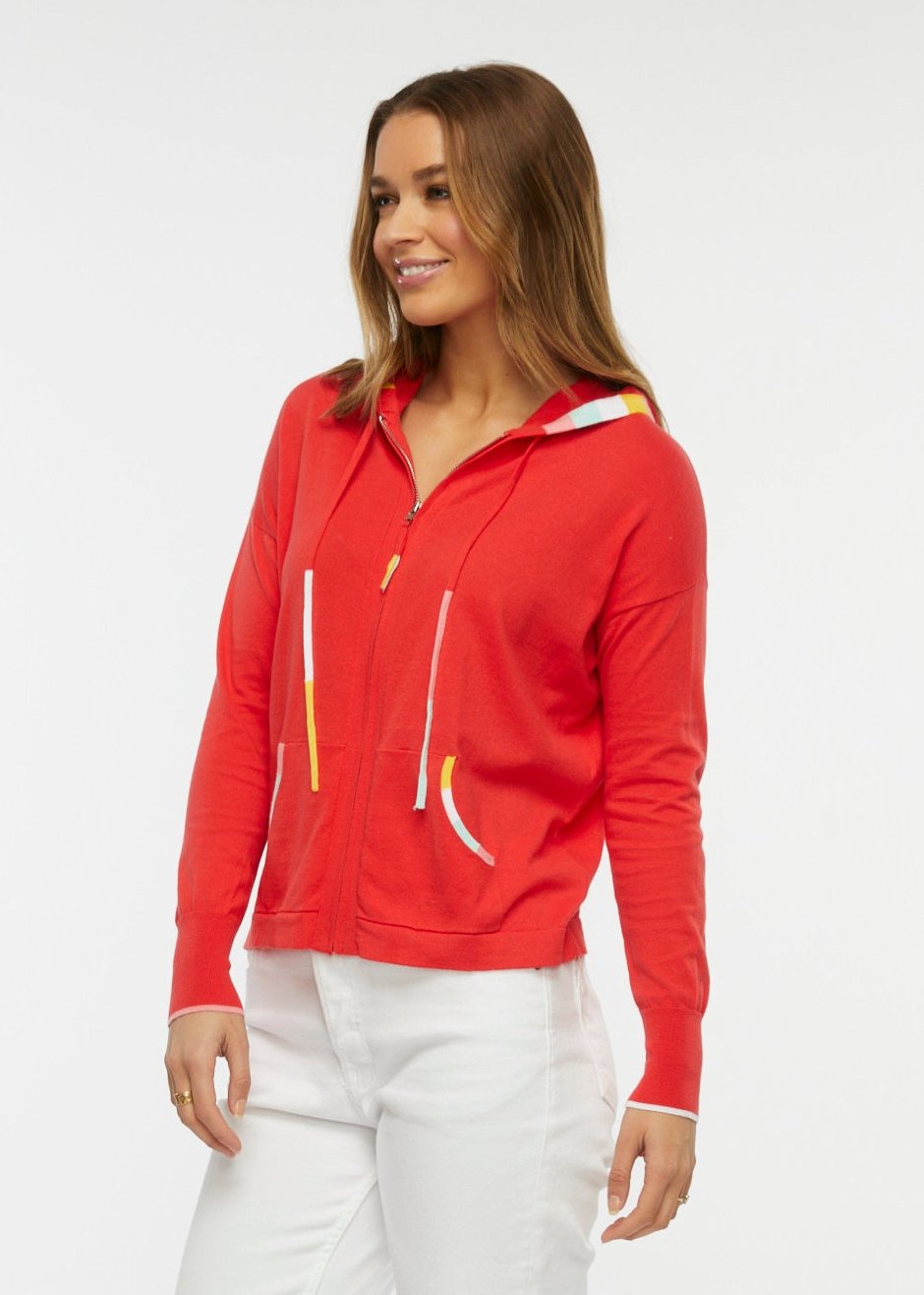 Intarsia Trim Hoodie