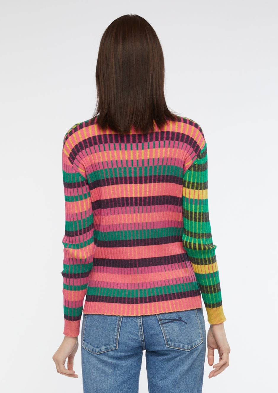 Multi Stripe Zip Up