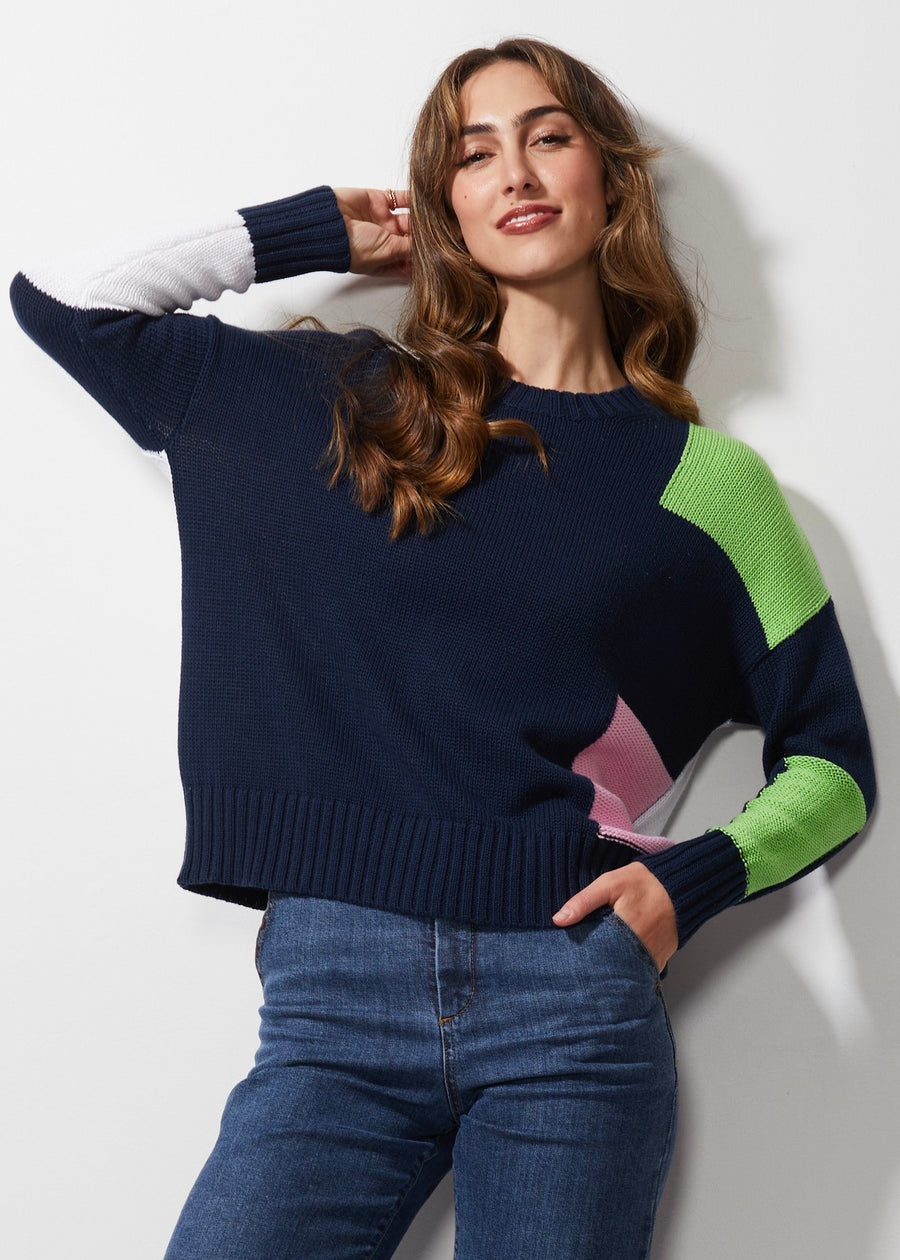 Intarsia Trim Jumper