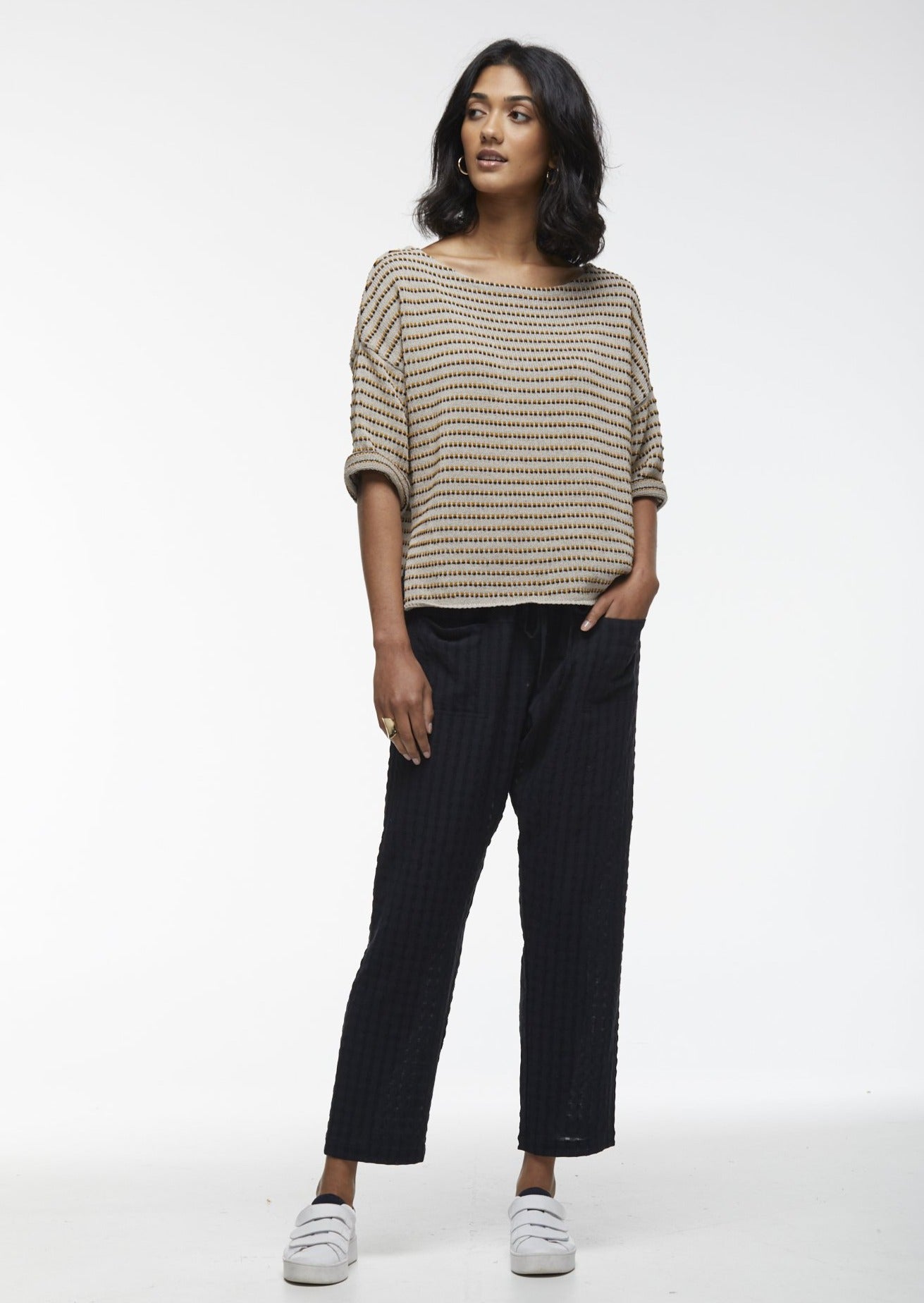 Textured Cotton Pants